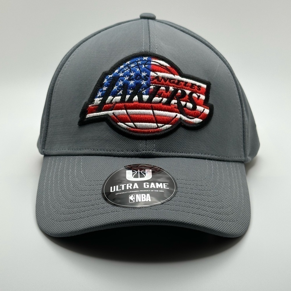 Los Angeles Lakers Hat LA Lakers hat | NBA One Size | USA Flag Ultra Game | Gray